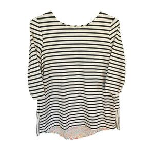 Matilda Jane Clothing with Joanna Gaines Striped Top w/ Floral Accent Size Large